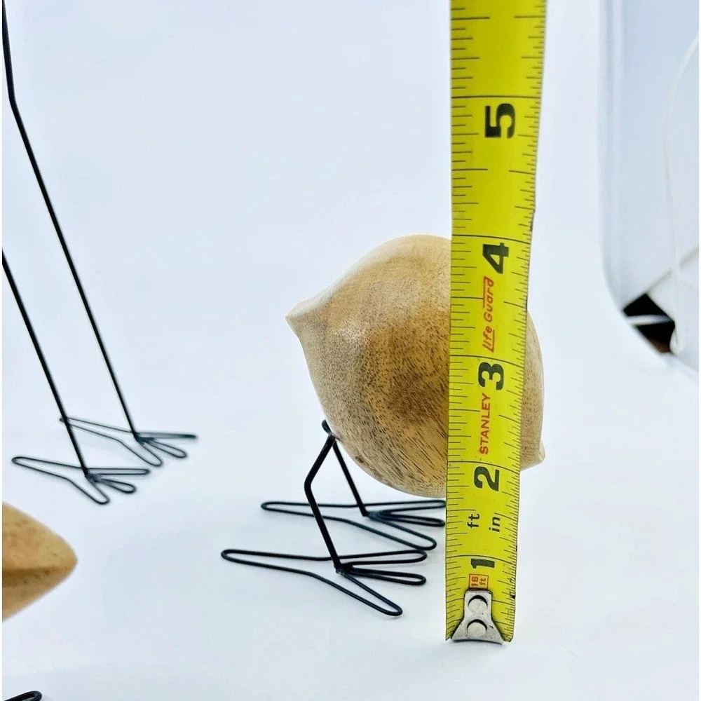 4 Wood Bird Figures FISKELAGE Ikea Minimalist Modern/ Metal Legs MCM